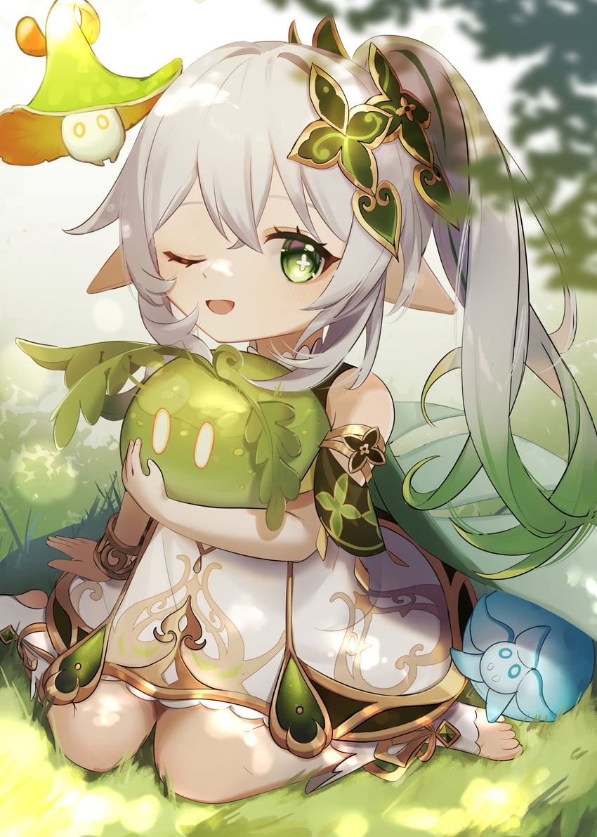 nahida, slime, and fungi (genshin impact) drawn by oyasumi_(oyasumign8)