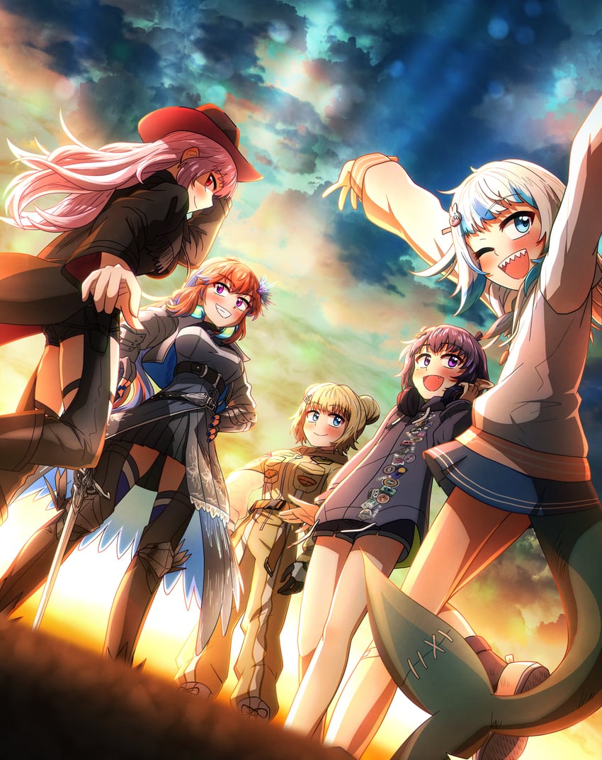 gawr gura, mori calliope, ninomae ina'nis, takanashi kiara, and watson amelia (hololive and 1 more) drawn by ddolbang