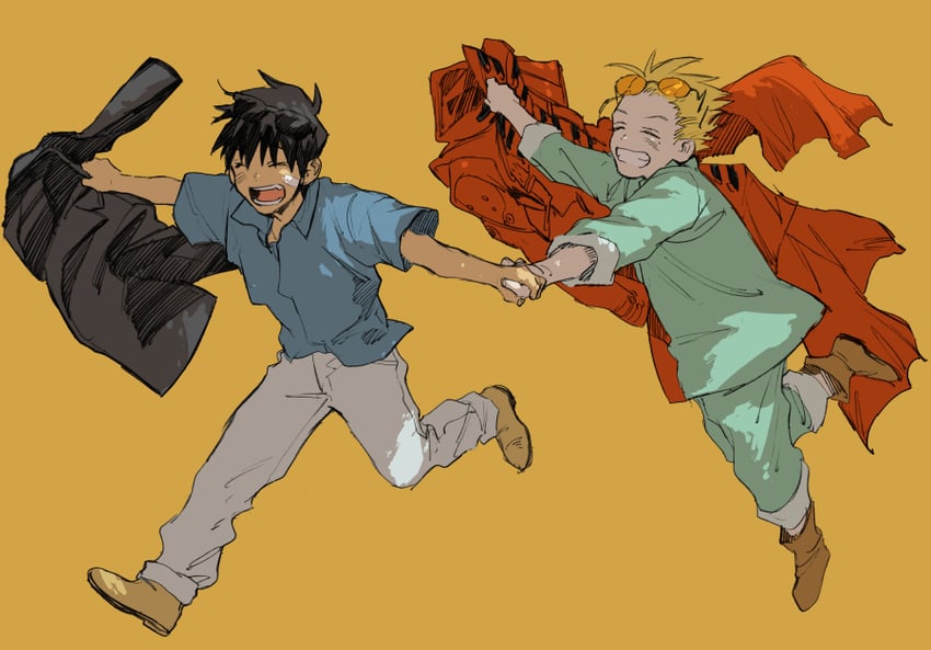 vash the stampede and nicholas d. wolfwood (trigun) drawn by 4iwo