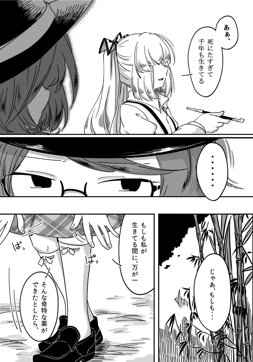 fujiwara no mokou and usami sumireko (touhou) drawn by fujinoki_(horonabe-ken)