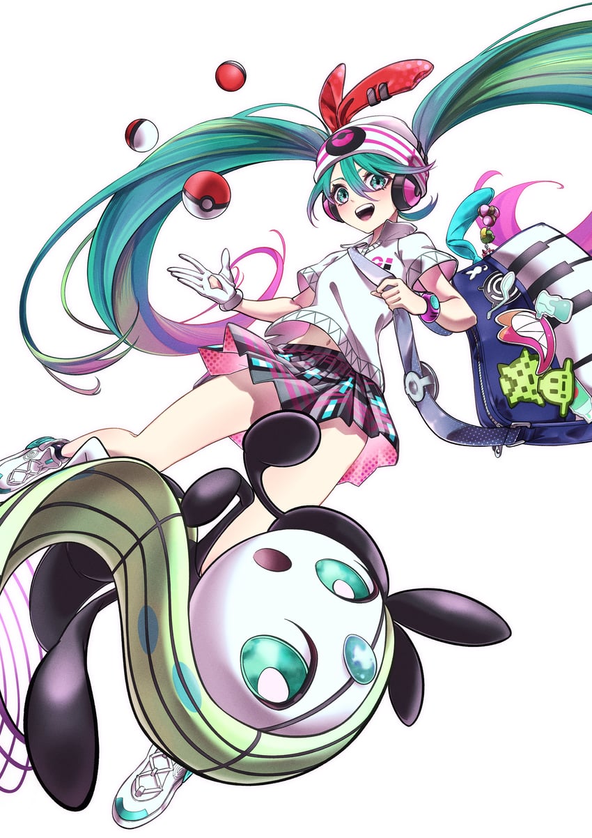 hatsune miku, meloetta, and psychic miku (pokemon and 2 more) drawn by taiju_(gr09kuma)