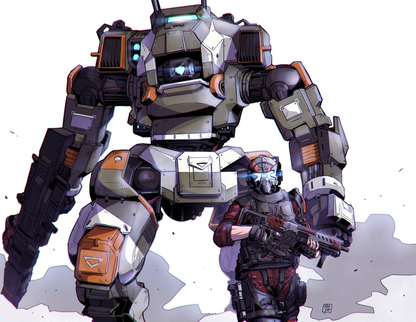 bt-7274 and jack cooper (titanfall and 1 more) drawn by nasutetsu