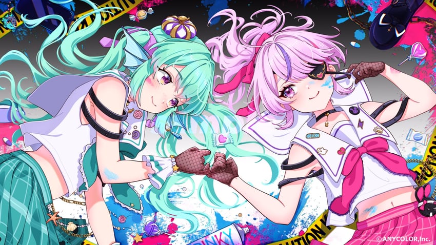finana ryugu, maria marionette, and ryuguard (nijisanji and 1 more) drawn by mugimugigo
