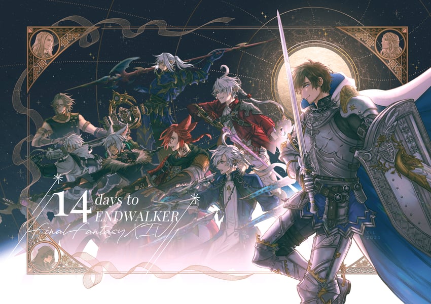 warrior of light, y'shtola rhul, g'raha tia, adventurer, paladin, and 5 more (final fantasy and 1 more) drawn by yil