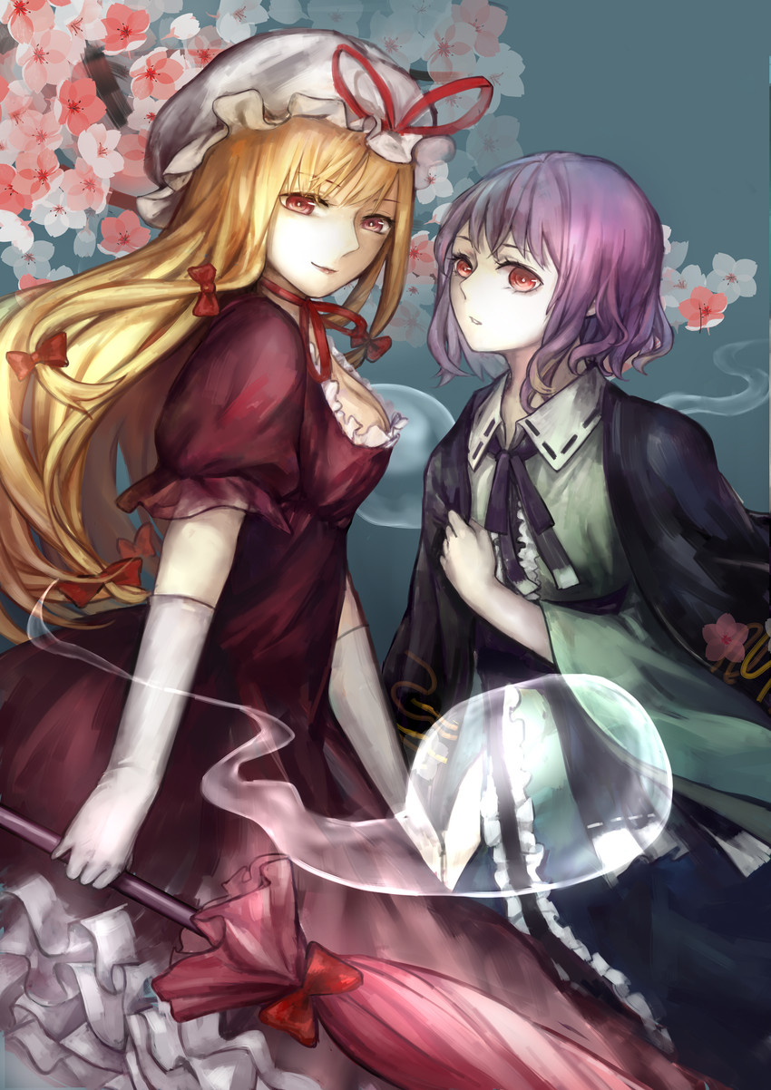 yakumo yukari and saigyouji yuyuko (touhou) drawn by yumao_(miaowuxiaoxue)