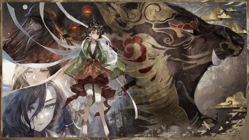liang yue, noire, qiangliang, qi xing, and he rijun (reverse:1999) drawn by fudepenbrushpen