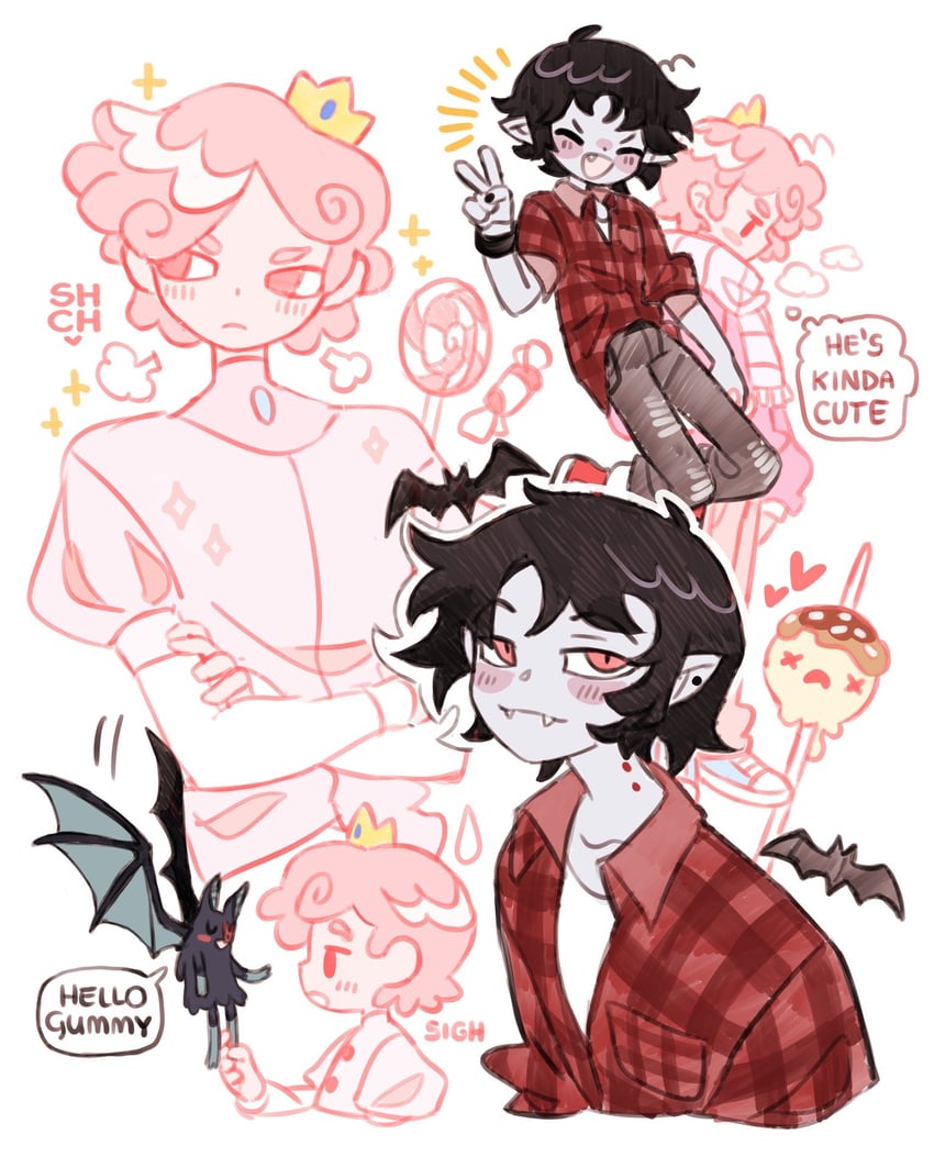 marshall lee and prince bubba gumball (adventure time) drawn by sharpycharot