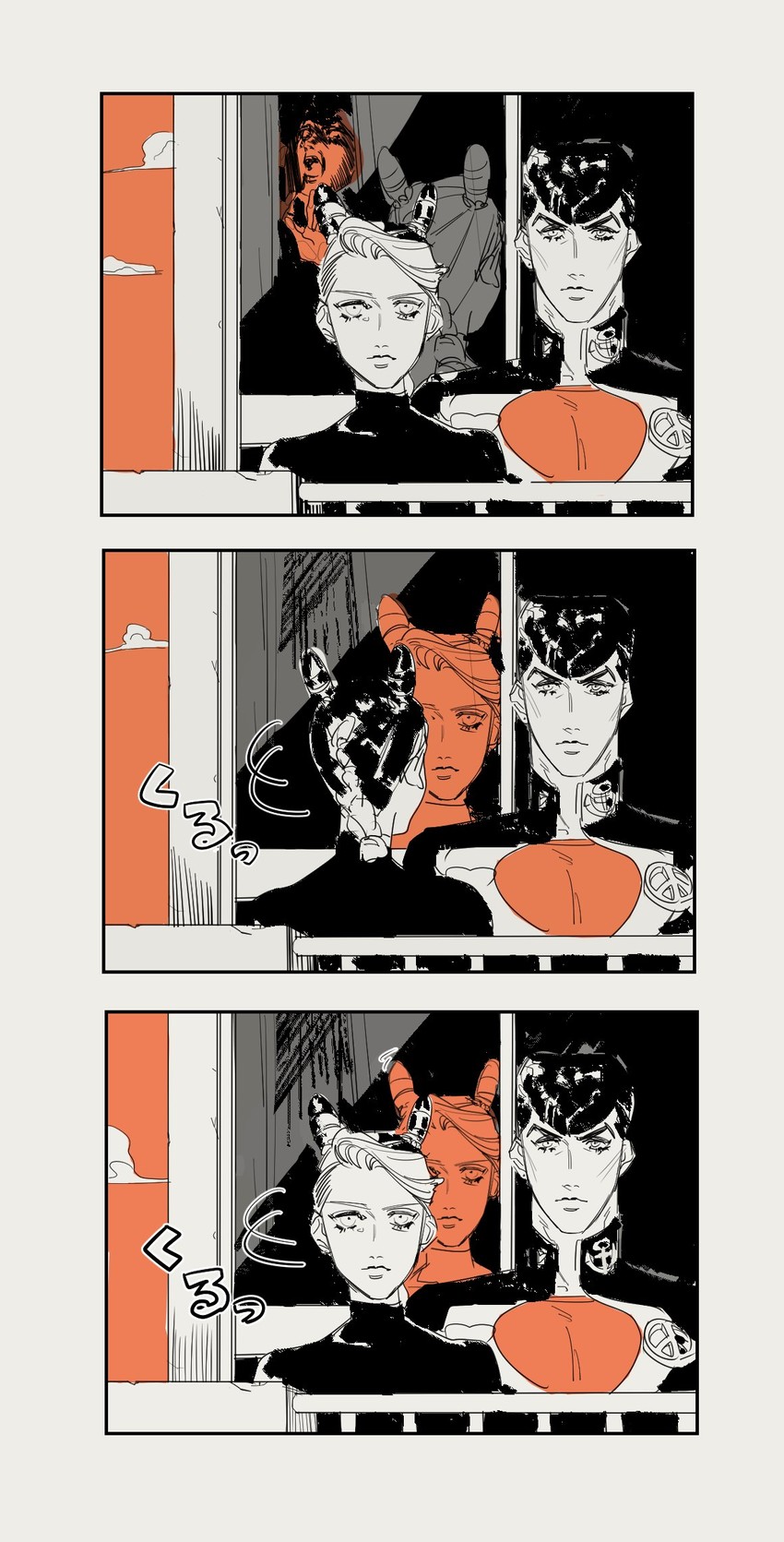 kujo jolyne and higashikata josuke (jojo no kimyou na bouken and 2 more) drawn by onori_(nikunori)
