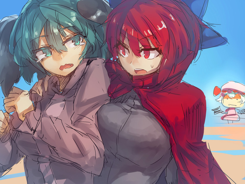 remilia scarlet, kasodani kyouko, and sekibanki (touhou) drawn by melon22