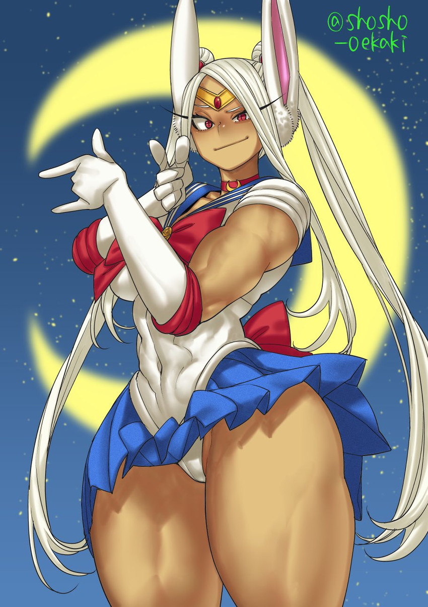 mirko and sailor moon (boku no hero academia and 1 more) drawn by shosho_oekaki