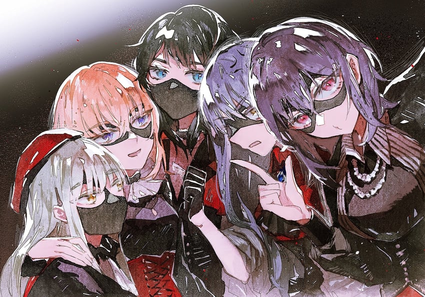 togawa sakiko, wakaba mutsumi, yahata umiri, misumi uika, mortis, and 5 more (bang dream! and 1 more) drawn by reiboubyou