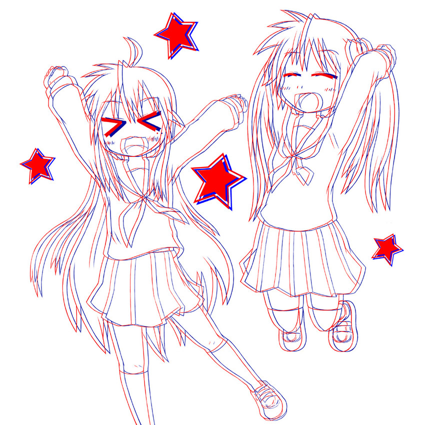 hiiragi kagami and izumi konata (lucky star) drawn by suriheru