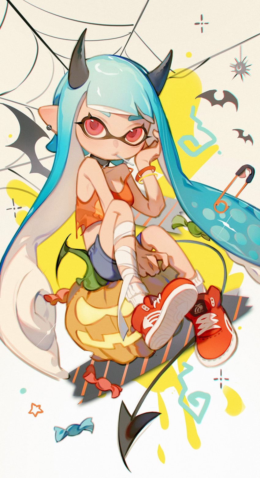 inkling player character and inkling girl (splatoon and 1 more) drawn by towo_nita