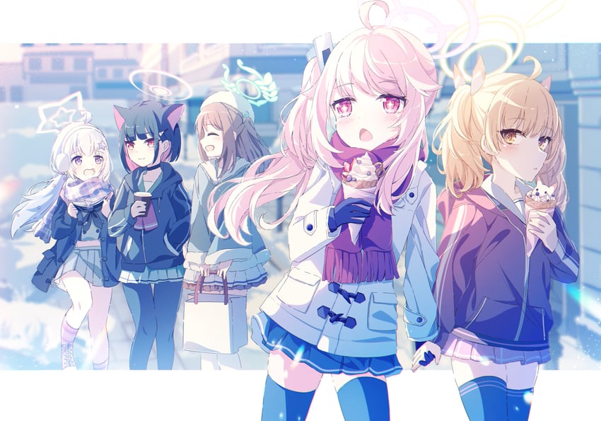 kazusa, natsu, yoshimi, reisa, and airi (blue archive) drawn by nemu_no1