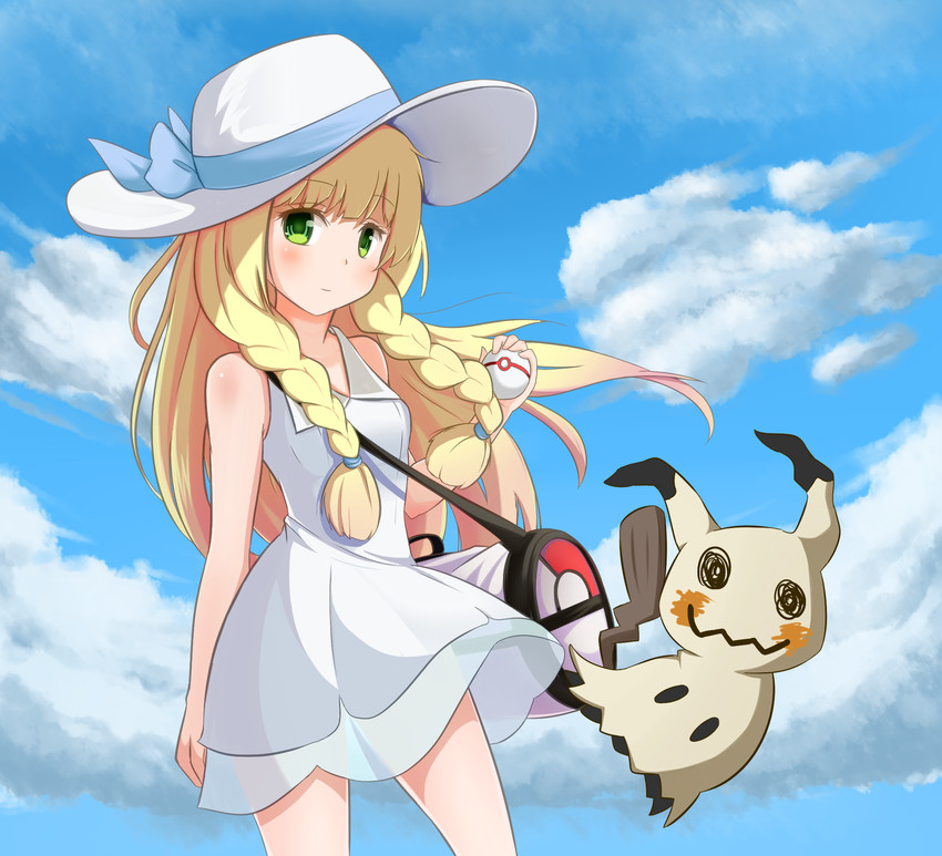 lillie and mimikyu (pokemon and 1 more) drawn by d_z
