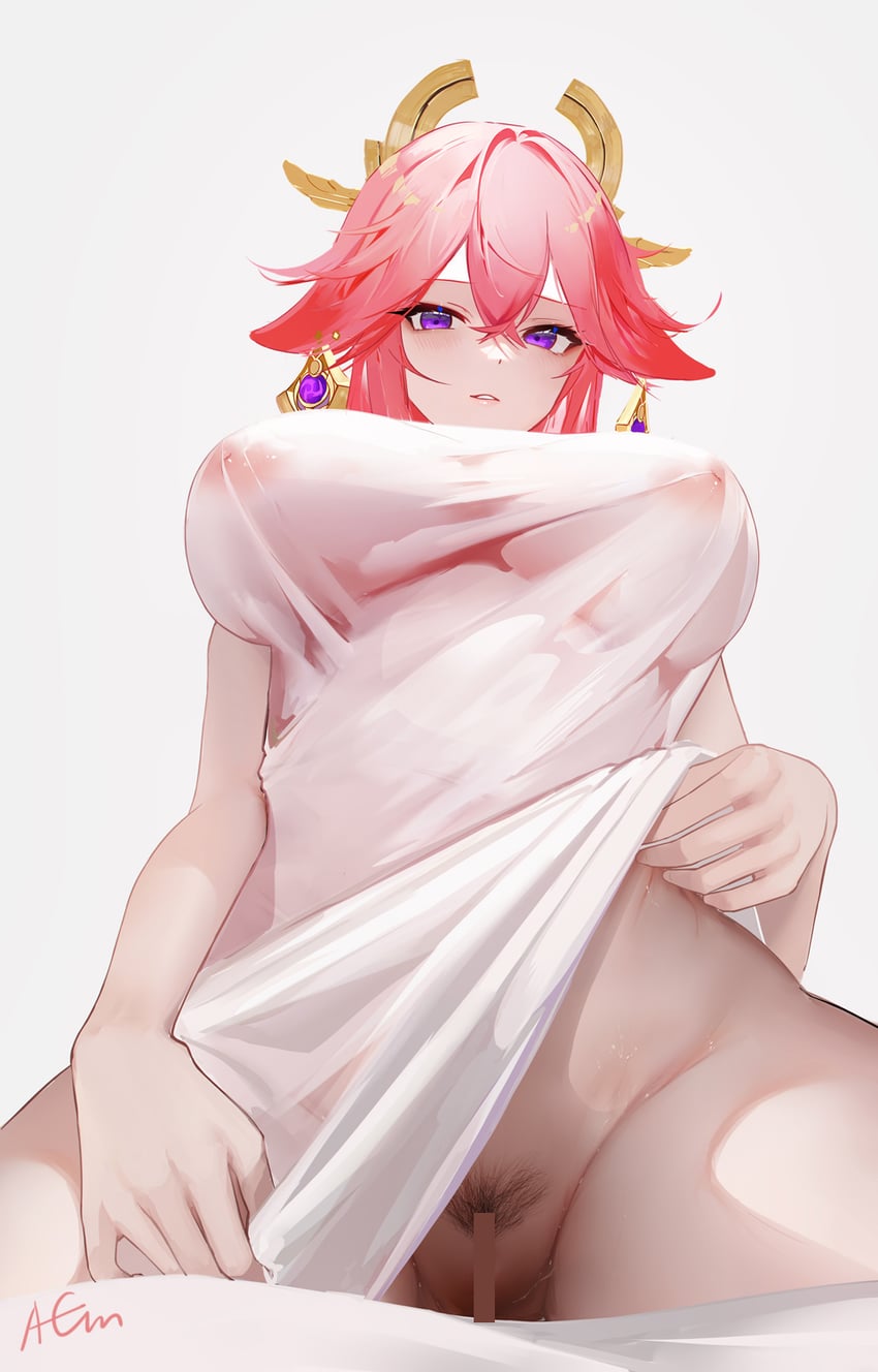 yae miko (genshin impact) drawn by omone_hokoma_agm