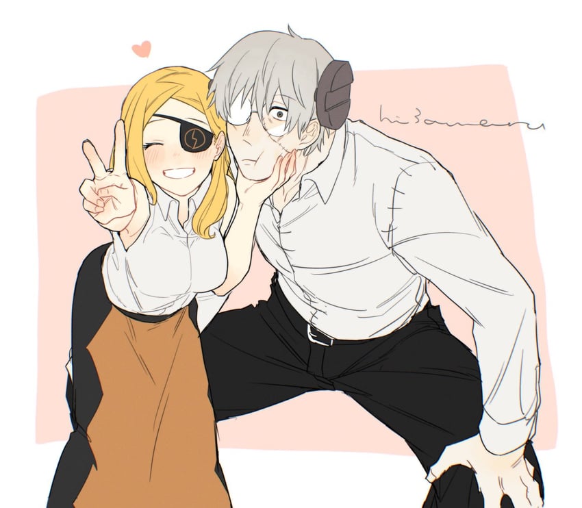 franken stein and marie mjolnir (soul eater) drawn by hissiu