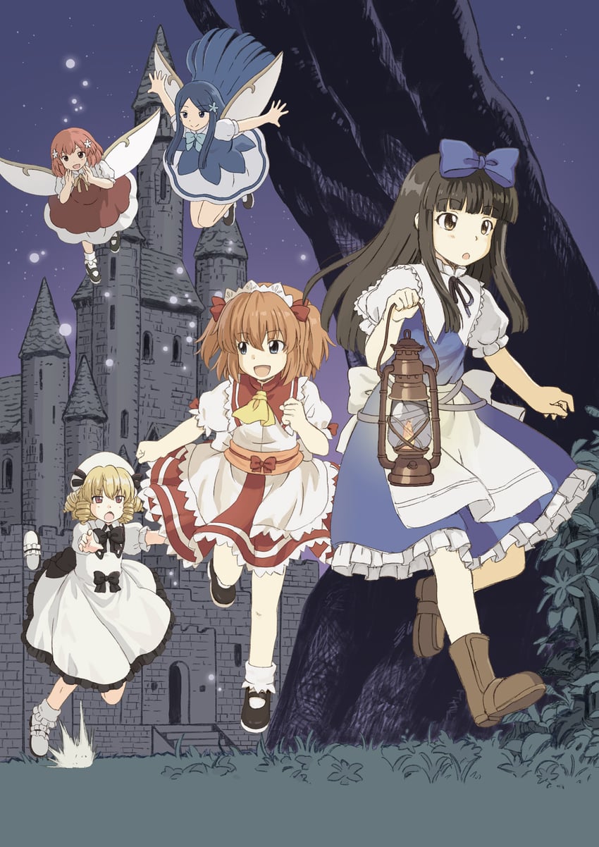 star sapphire, luna child, sunny milk, and daiyousei mob (touhou) drawn by renzaoshen