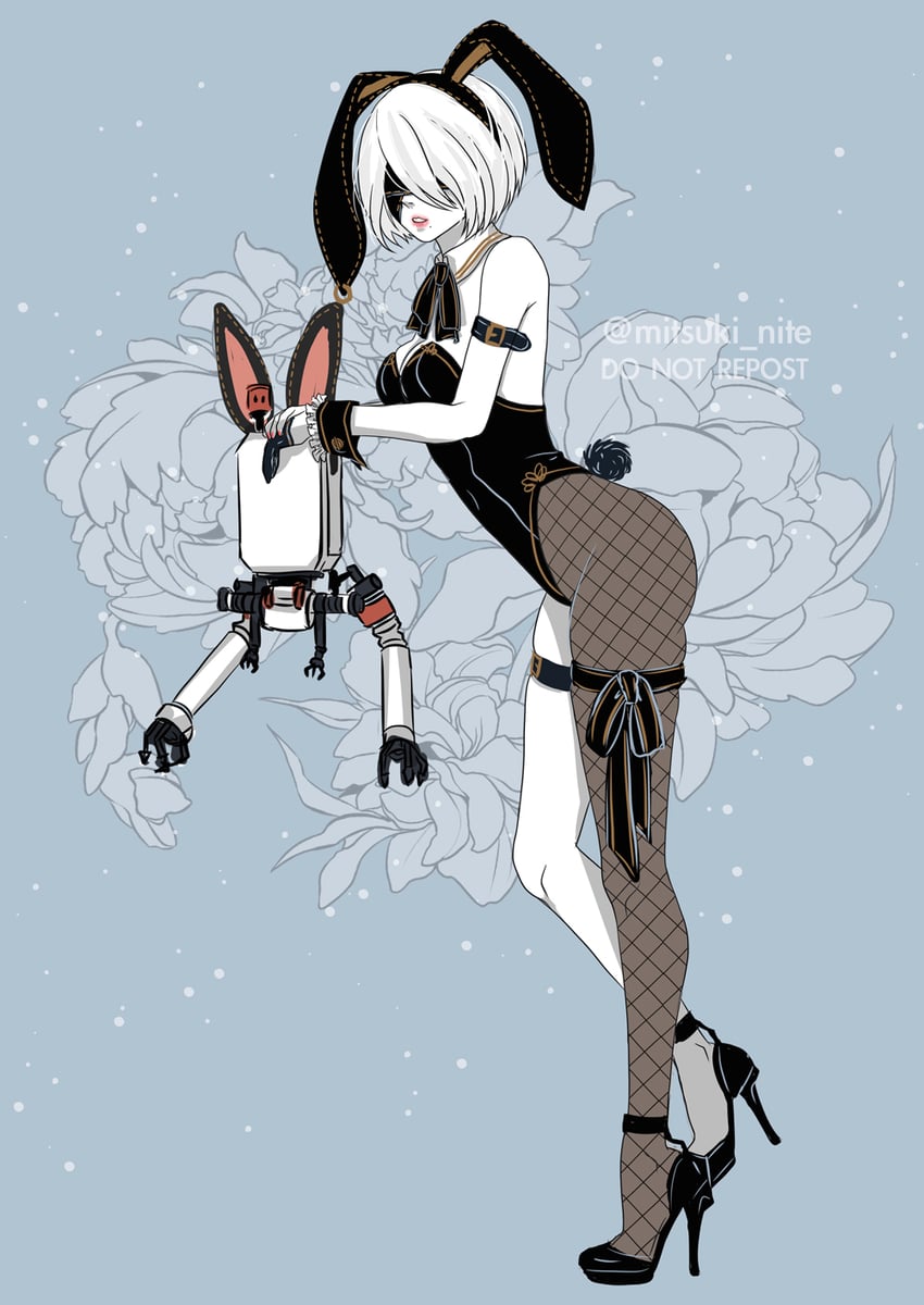 2b and pod (nier and 1 more) drawn by mitsuki_nite