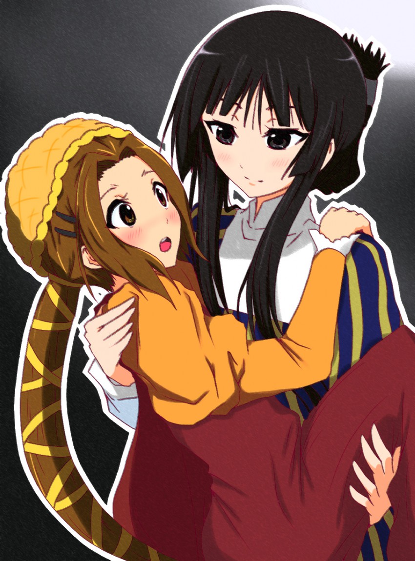 akiyama mio, tainaka ritsu, juliet capulet, and romeo montague (k-on! and 1 more) drawn by tyranu