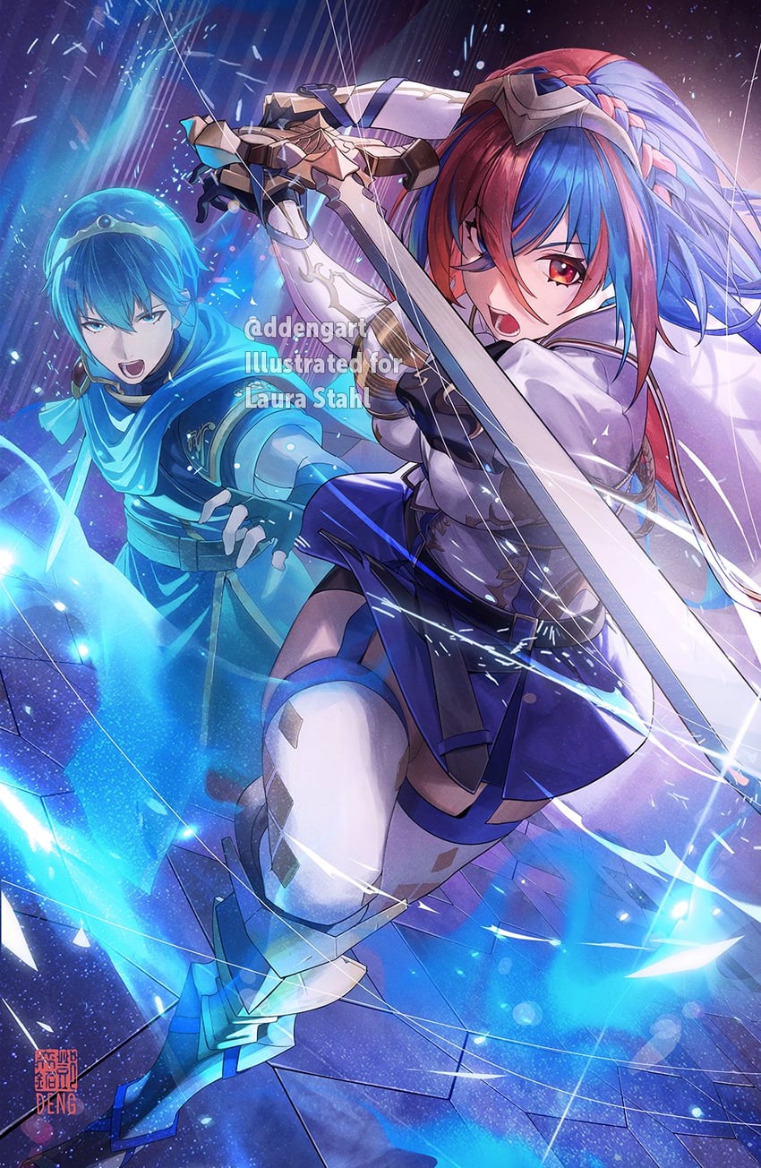 female alear and marth (fire emblem and 1 more) drawn by daniel_deng