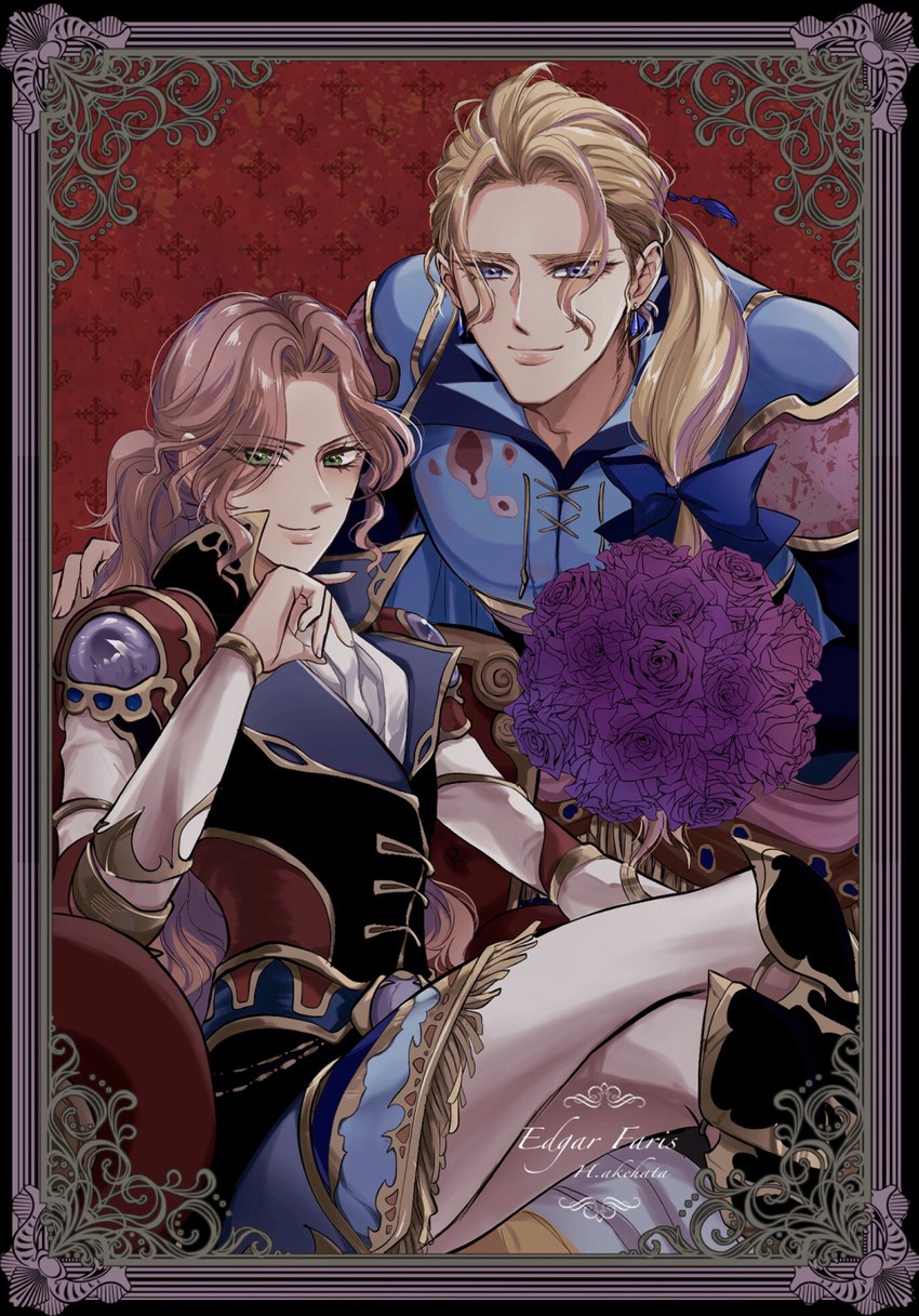 faris scherwiz and edgar roni figaro (final fantasy and 4 more) drawn by akehata_hikari