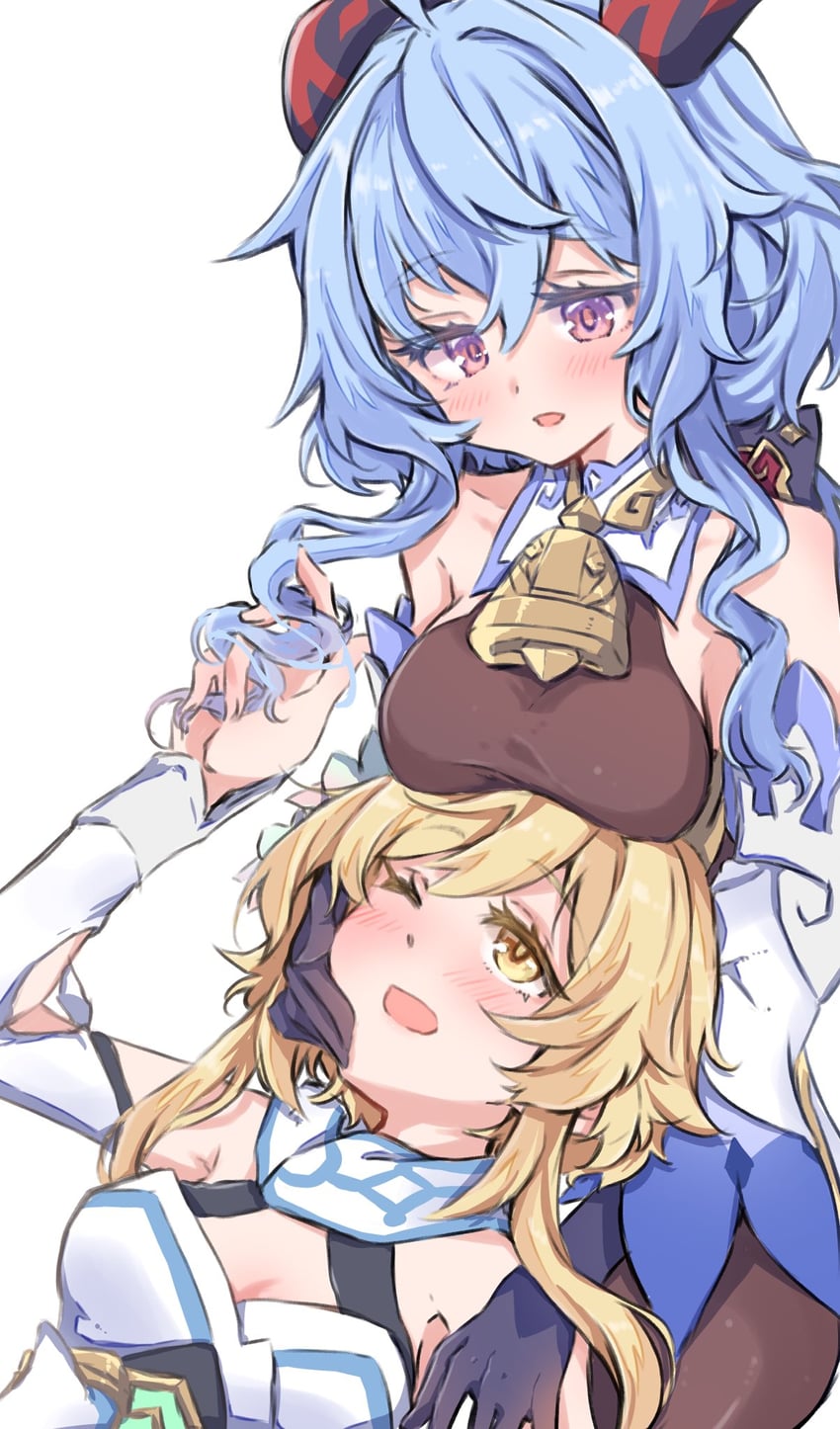 ganyu and lumine (genshin impact) drawn by nwon'yo_pasun