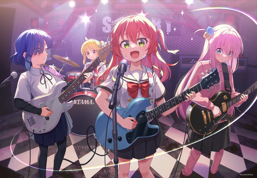gotoh hitori, kita ikuyo, ijichi nijika, and yamada ryo (bocchi the rock!) drawn by ayataka