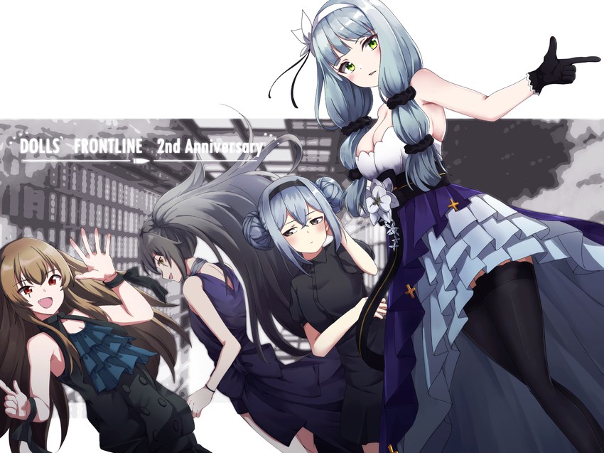 hk416, ump9, g11, and ump45 (girls' frontline) drawn by tete3873