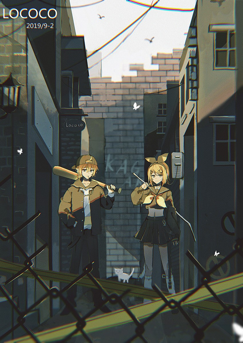 kagamine rin and kagamine len (vocaloid and 1 more) drawn by lococo:p