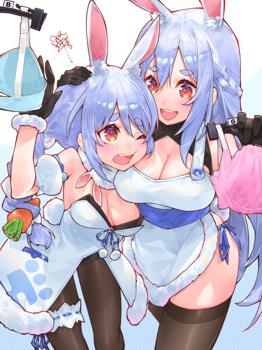 usada pekora and pekomama (hololive) drawn by waterring