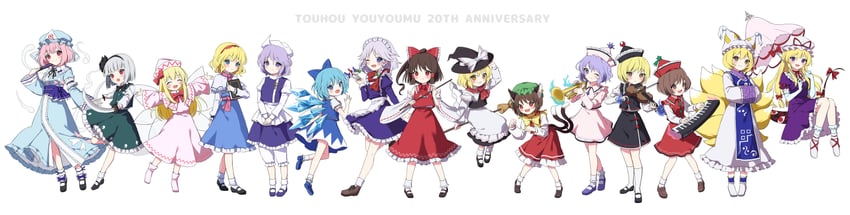 hakurei reimu, kirisame marisa, izayoi sakuya, konpaku youmu, alice margatroid, and 10 more (touhou and 1 more) drawn by suzuno_naru