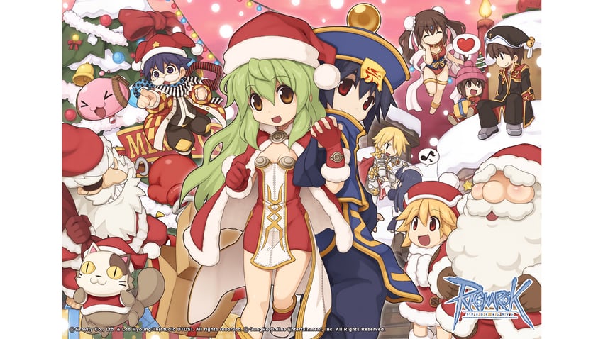priest, poring, high wizard, santa claus, rune knight, and 7 more (ragnarok online) drawn by yuichirou