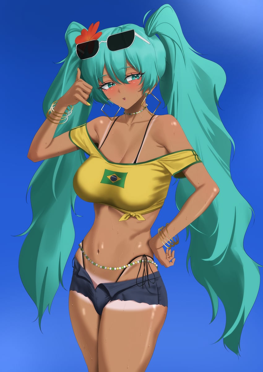 hatsune miku and brazilian miku (vocaloid) drawn by koha_2652