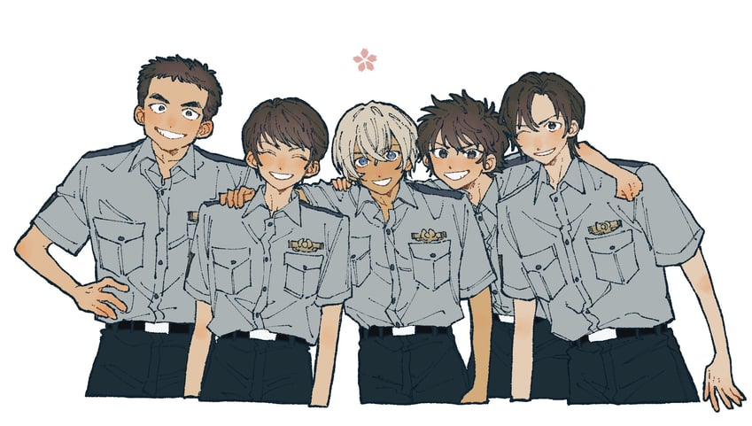 amuro tooru, scotch, matsuda jinpei, hagiwara kenji, and date wataru (meitantei conan) drawn by kome_uo