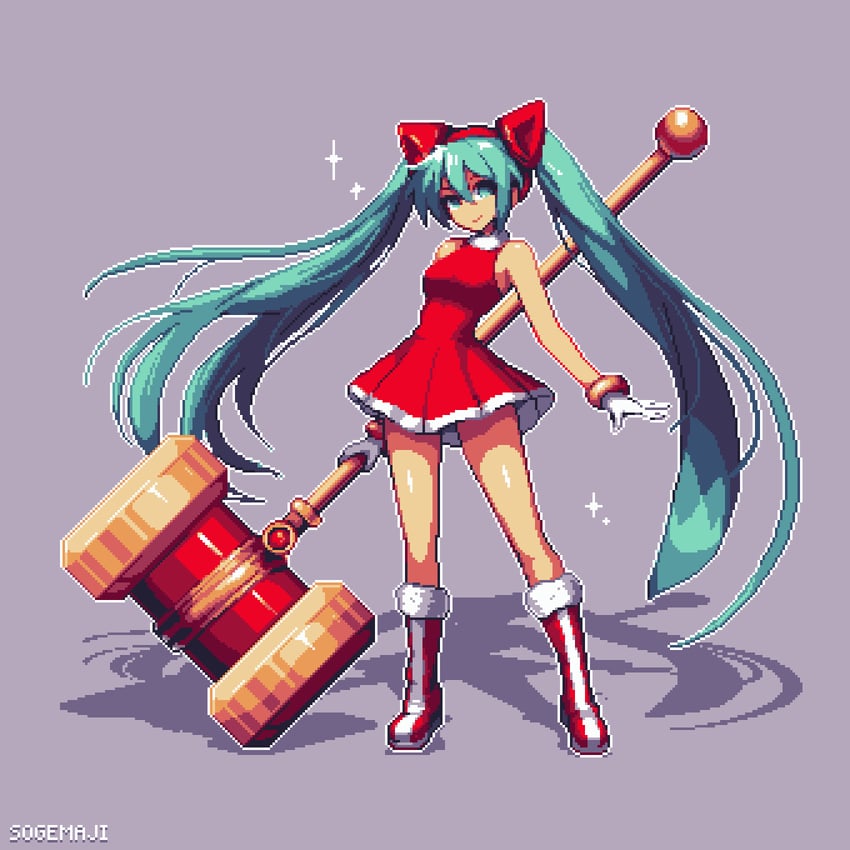 hatsune miku and amy rose (vocaloid and 1 more) drawn by sogemaji