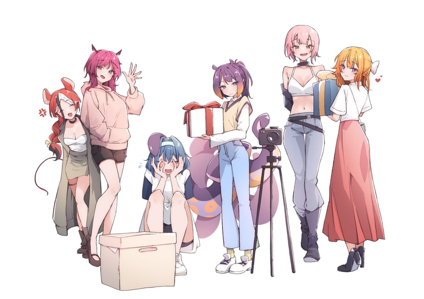 mori calliope, ninomae ina'nis, ouro kronii, takanashi kiara, hakos baelz, and 1 more (hololive and 1 more) drawn by airenif