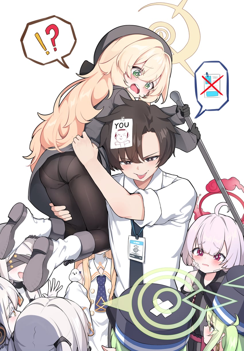 sensei, doodle sensei, seia, hikari, nozomi, and 5 more (blue archive and 1 more) drawn by gro_(lee145879)