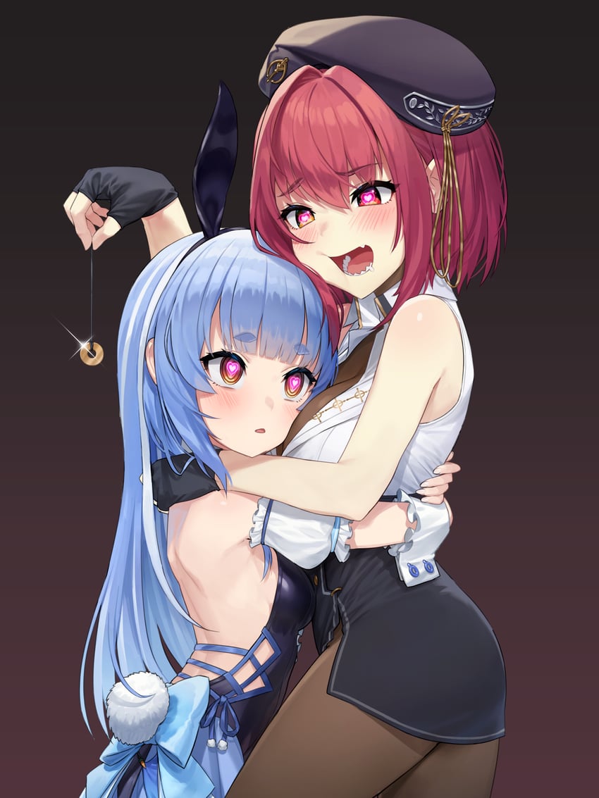 houshou marine and usada pekora (hololive) drawn by reccu