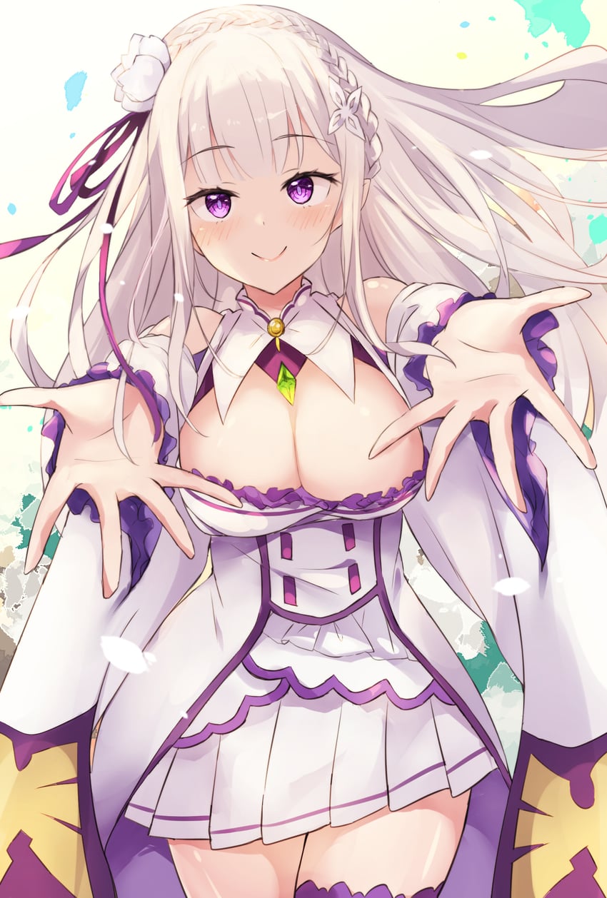 emilia (re:zero kara hajimeru isekai seikatsu) drawn by ririka_(ab-yuri)