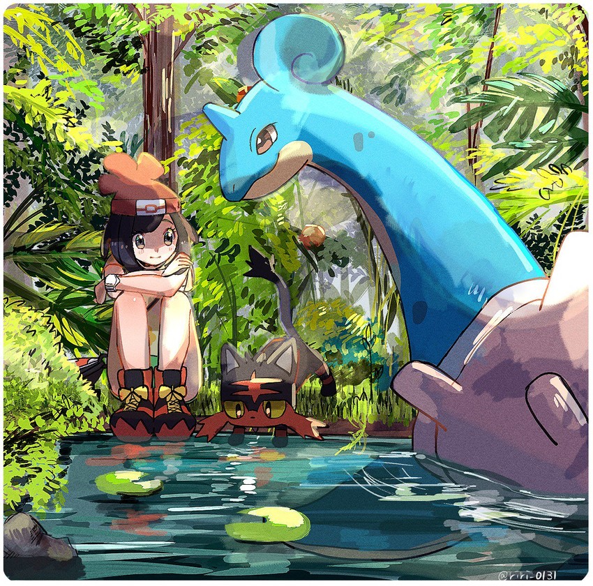 selene, litten, and lapras (pokemon and 1 more) drawn by ririmon