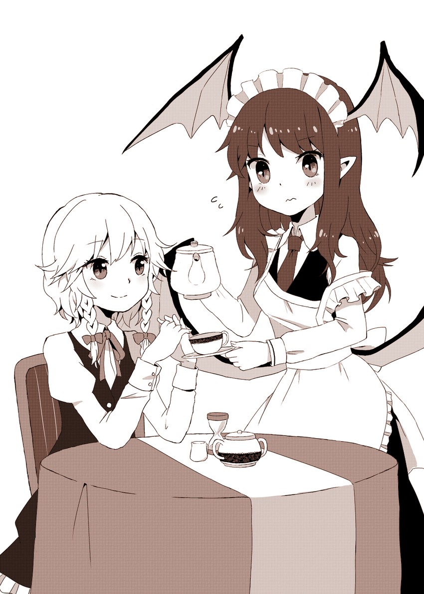 izayoi sakuya and koakuma (touhou) drawn by mozukuzu_(manukedori)