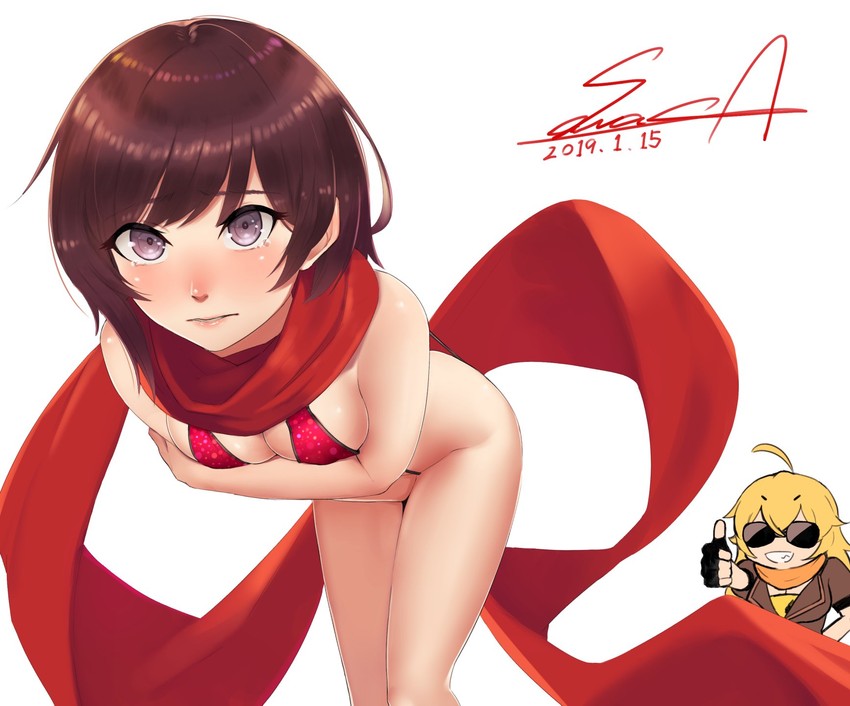 ruby rose and yang xiao long (rwby) drawn by sawasa
