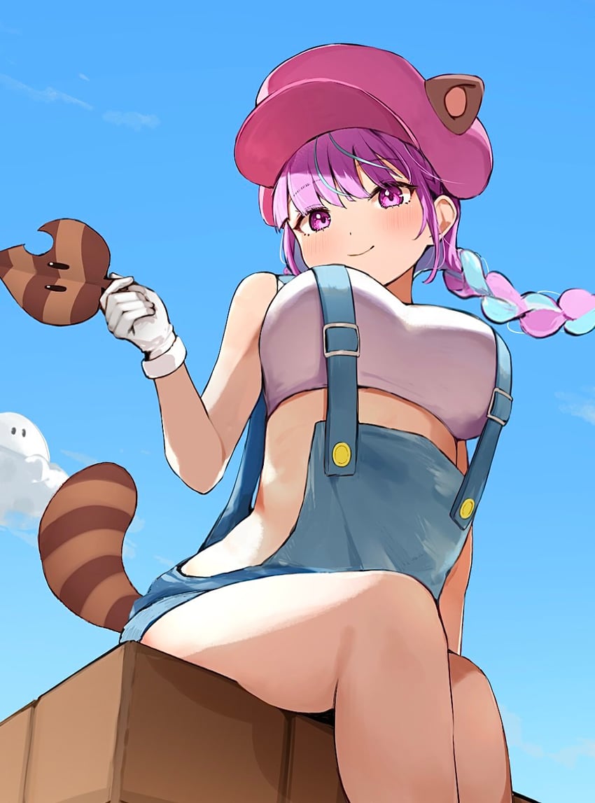 minato aqua, mario, and raccoon mario (hololive and 2 more) drawn by hitsujisnow