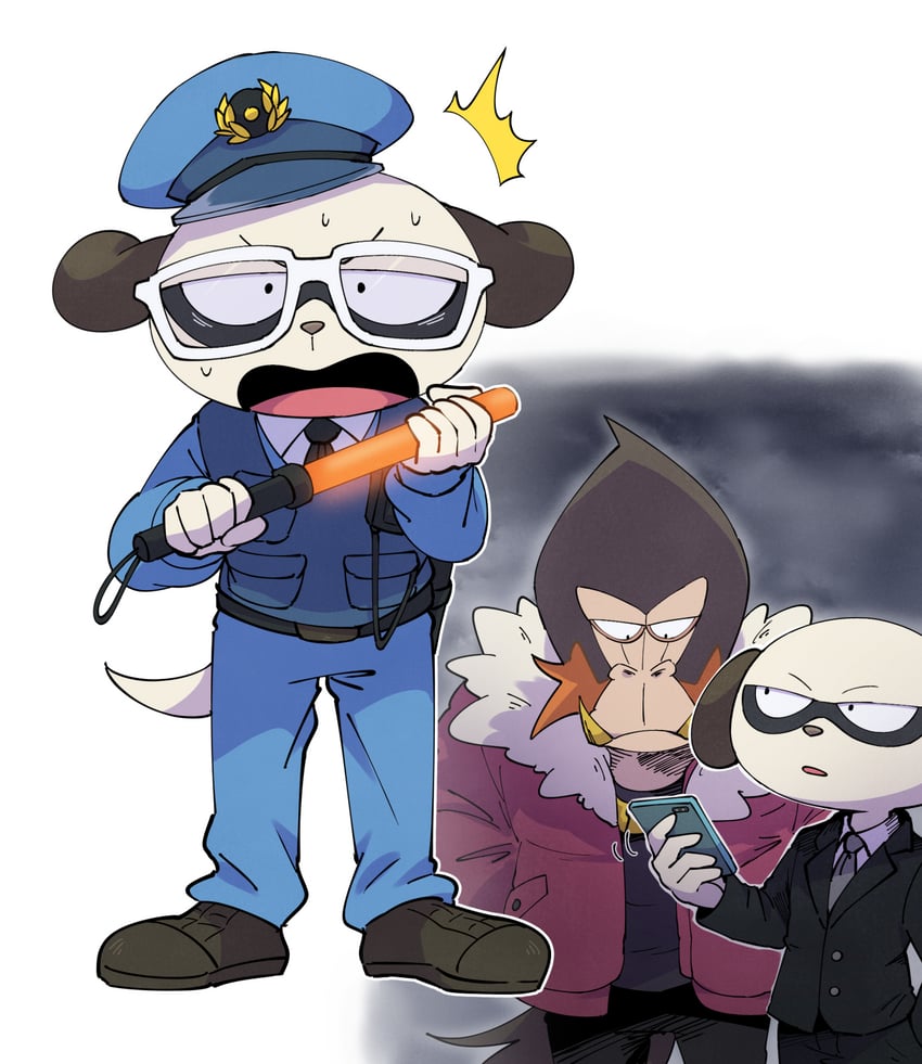 daimon kenshirou, daimon koushirou, and dobu (odd taxi) drawn by omochiutyu