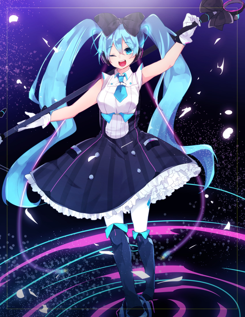 hatsune miku and magical mirai miku (vocaloid and 1 more) drawn by yuno989