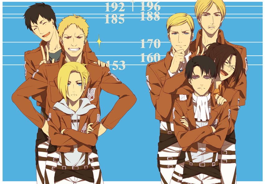 levi, reiner braun, annie leonhart, hange zoe, bertolt hoover, and 2 more (shingeki no kyojin) drawn by shinishi_chiho