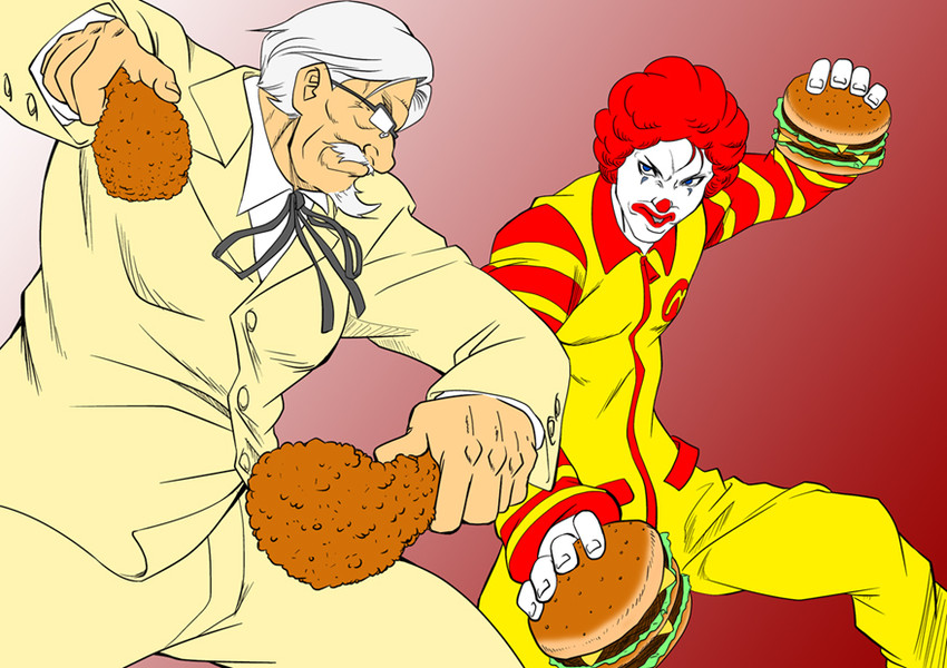 ronald mcdonald and colonel sanders (mcdonald's and 2 more) drawn by ikumo_taisuke