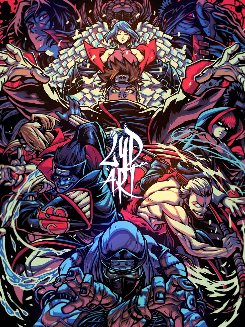 uchiha itachi, uchiha obito, deidara, konan, sasori, and 8 more (naruto and 1 more) drawn by lydart_mclo