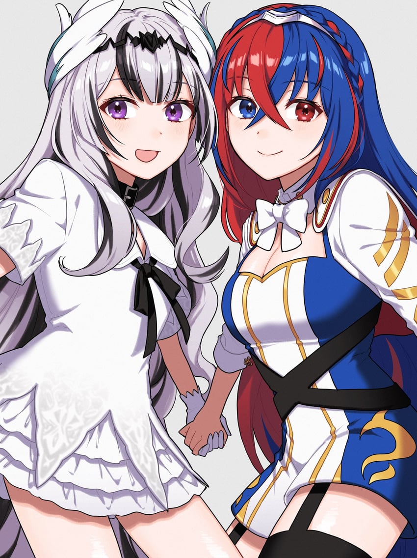 veyle and female alear (fire emblem and 1 more) drawn by shamu_(peach11_01)
